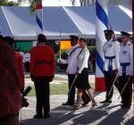 The governor inspecting the troops - she is in center of photo