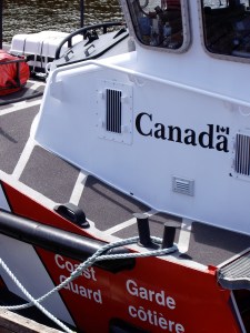 A Coast Guard ship at dock.