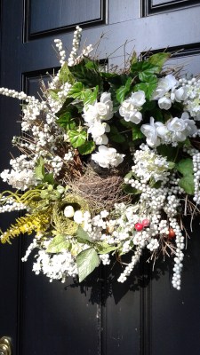 Wreath with pretend and real nests